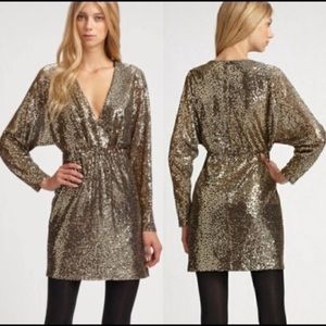 TRINA TURK gold sequin dress 8